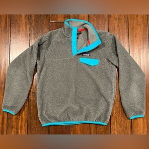 Patagonia Lightweight Women's Size S Synchilla Gray/Blue Fleece Snap T Pullover